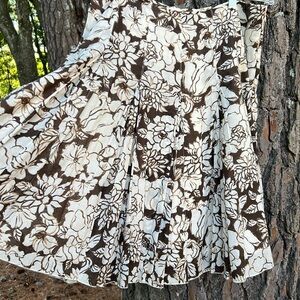 Ann Taylor Floral Pleated Cotton Skirt